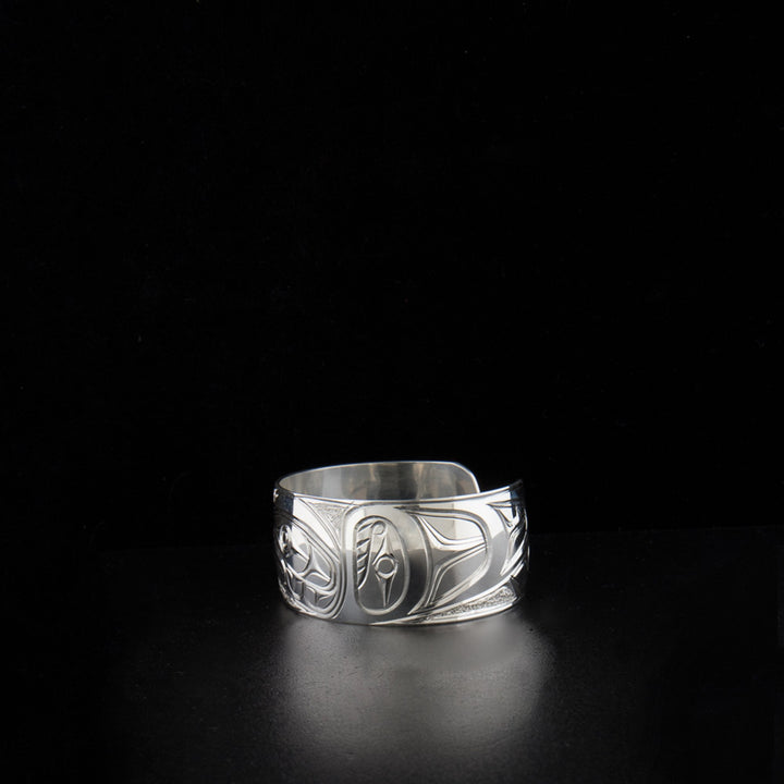 Sterling silver eagle bracelet hand-carved by artist Paddy Seaweed.