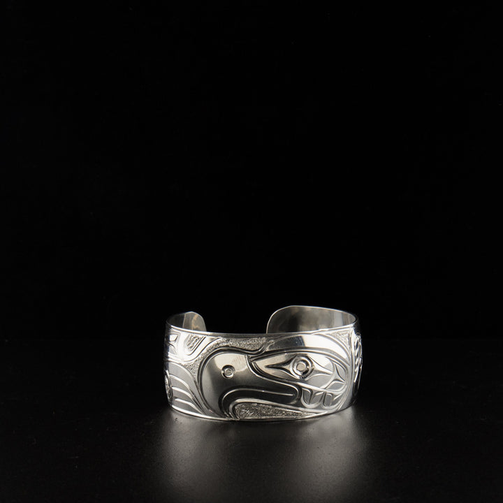 Sterling silver eagle bracelet hand-carved by artist Paddy Seaweed