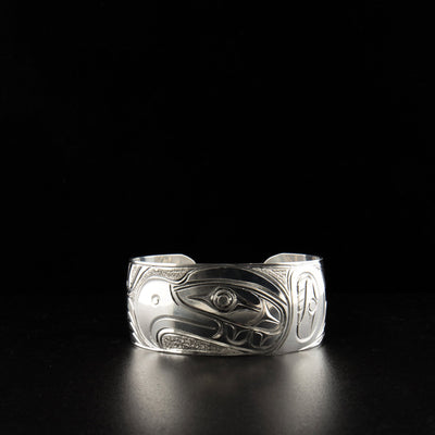 Sterling silver eagle bracelet hand-carved by artist Paddy Seaweed.