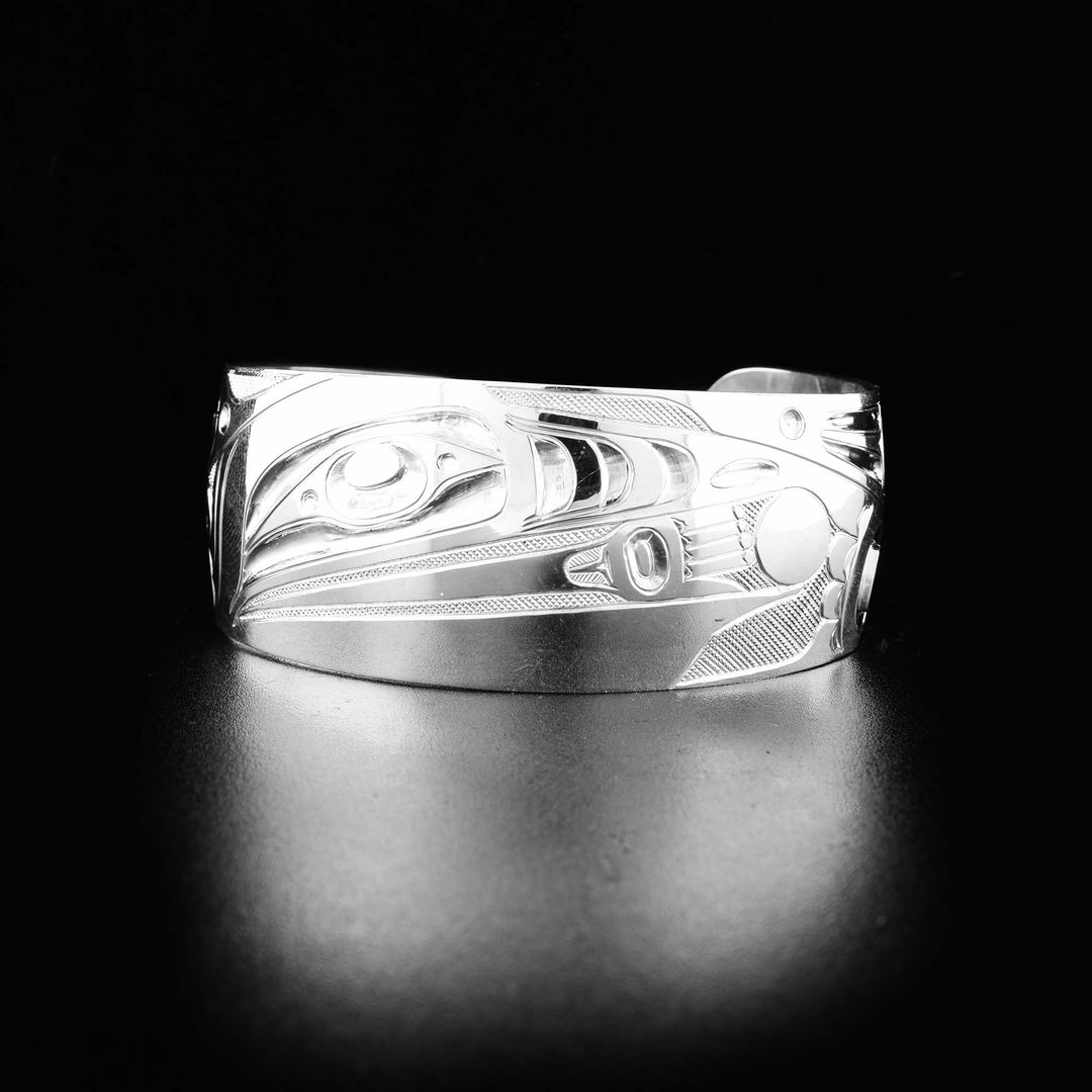 Sterling Silver 1" Raven and Sun Bracelet