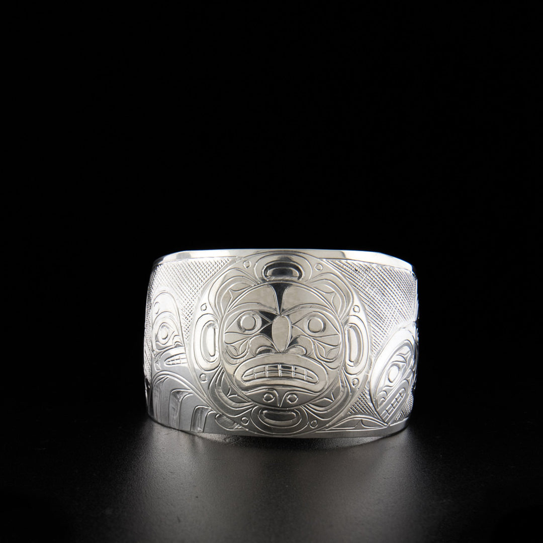 Sterling silver orca pod and moon bracelet