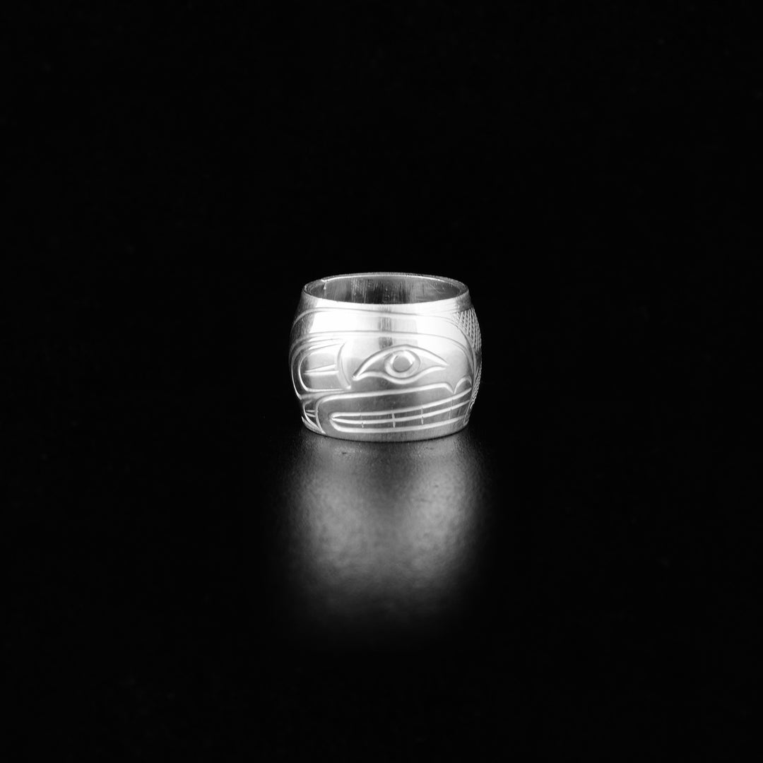 Sterling Silver Orca Whale spirit bead that depicts the face and body of the Orca.