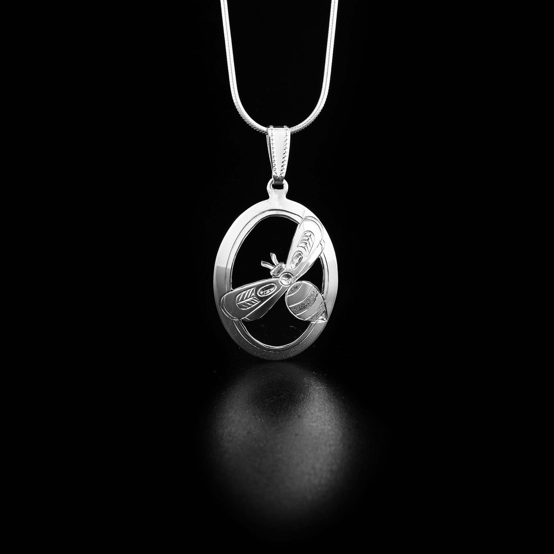 Sterling Silver Oval Bee Pendant