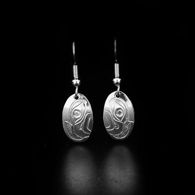 Sterling Silver Oval Eagle Mini Dangle Earrings