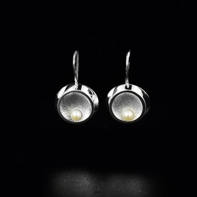 Sterling Silver Pearl Bowl Earrings