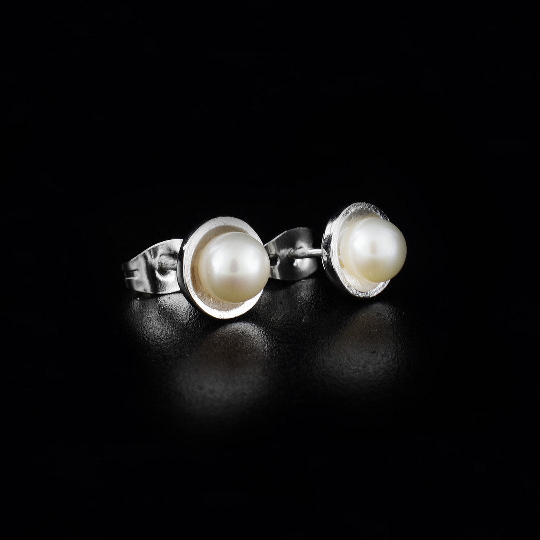 Sterling Silver Pearl Stud Earrings