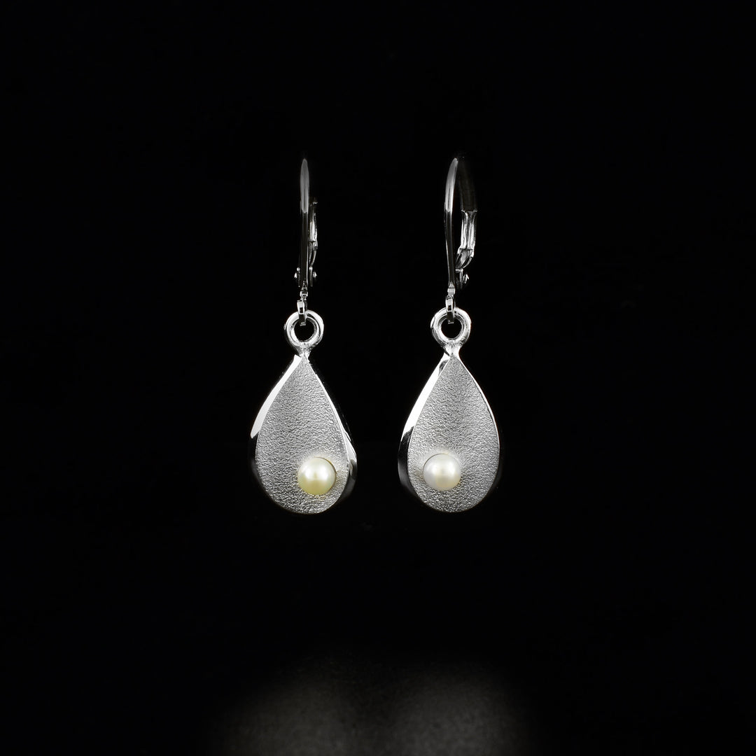 Sterling Silver Pearl Teardrop Earrings