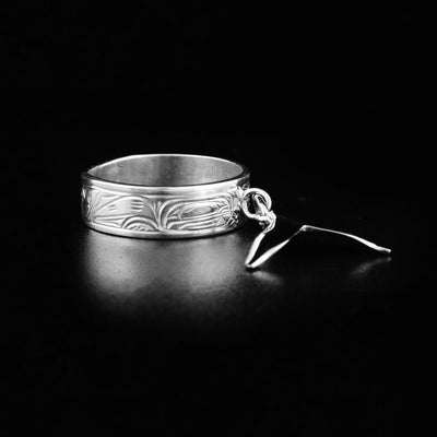Sterling silver orca ring with rhodium-plate