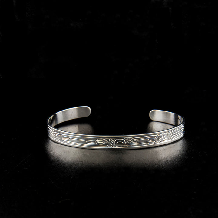 Sterling silver raven and wolf bracelet
