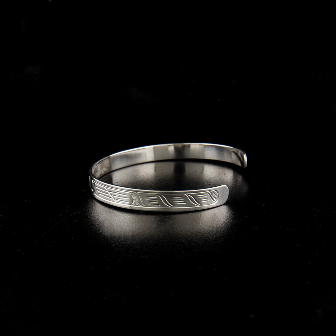 Sterling silver raven and wolf bracelet
