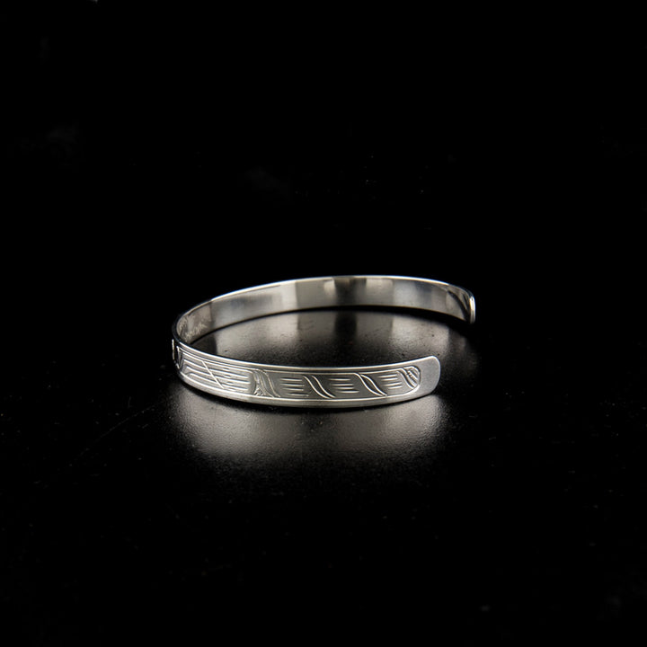 Sterling silver raven and wolf bracelet
