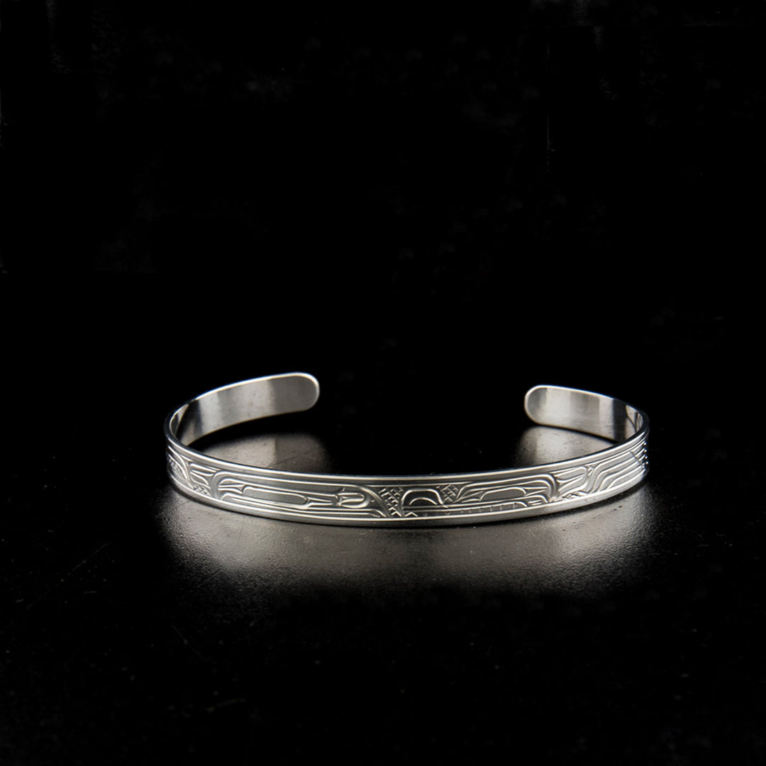 Sterling Silver 1 4 Raven and Wolf Bracelet