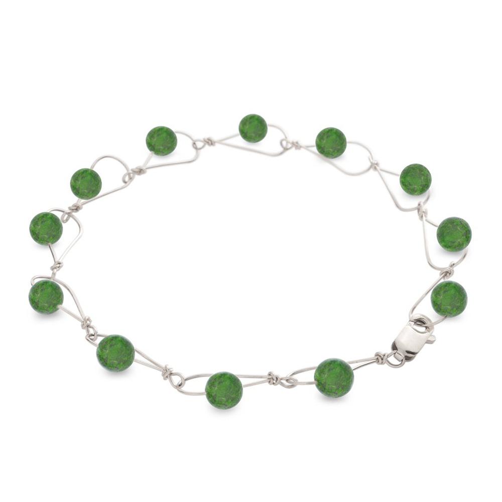 Sterling Silver Rain BC Jade Nephrite Bracelet
