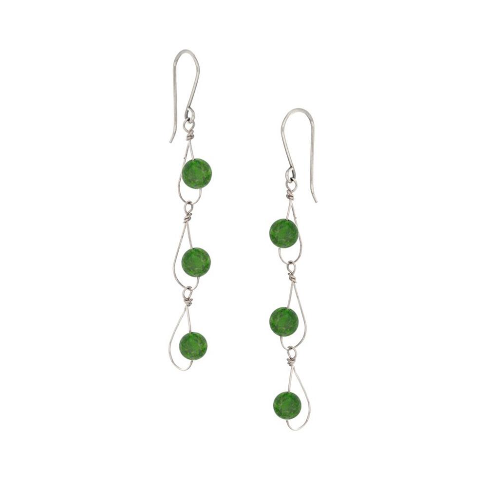 Sterling Silver Rain BC Jade Nephrite Trio Earrings