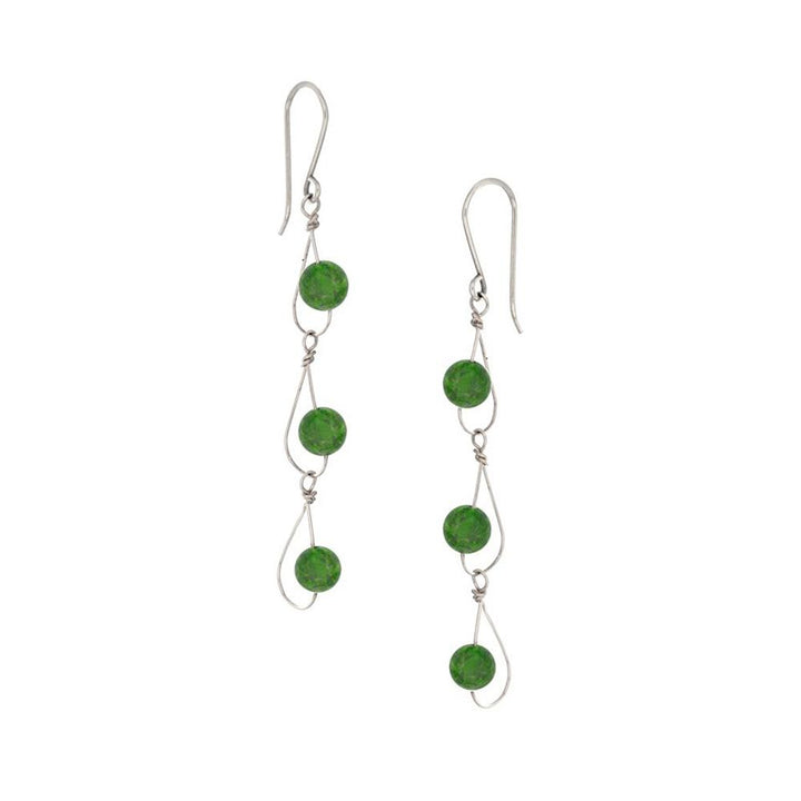 Sterling Silver Rain BC Jade Nephrite Trio Earrings