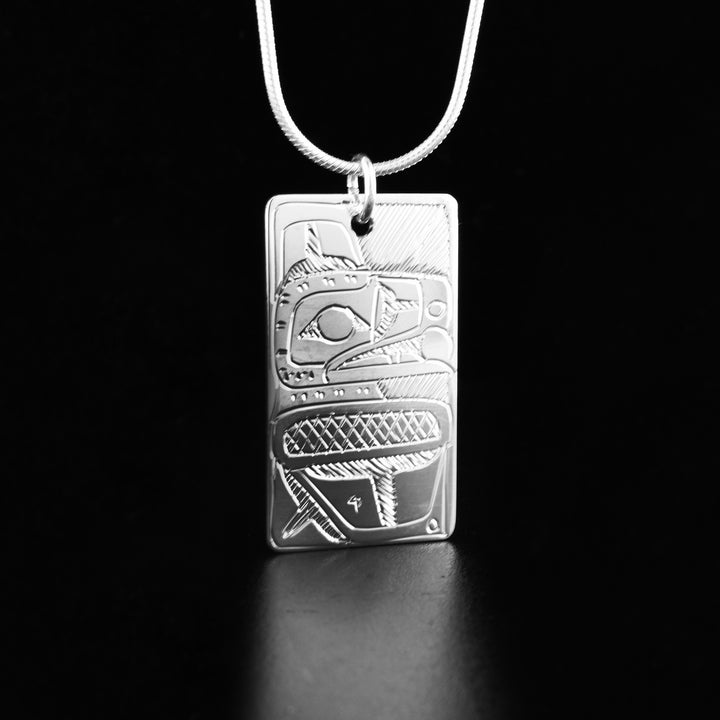 Sterling Silver Raven and Bear Double Sided Pendant