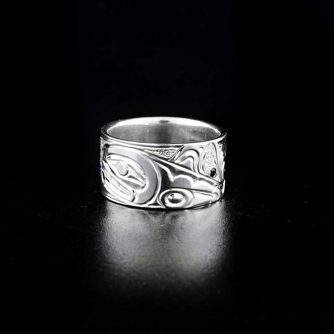 Sterling Silver Sapphire Orca Ring