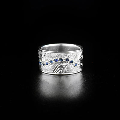 Sterling Silver Sapphire Orca Ring