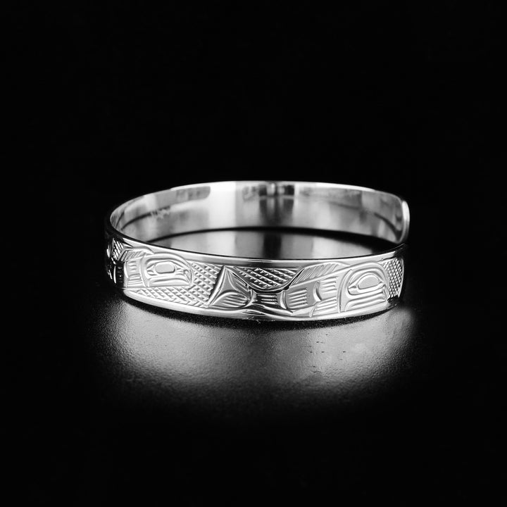 Sterling Silver 3/8" Heron and Salmon Bracelet