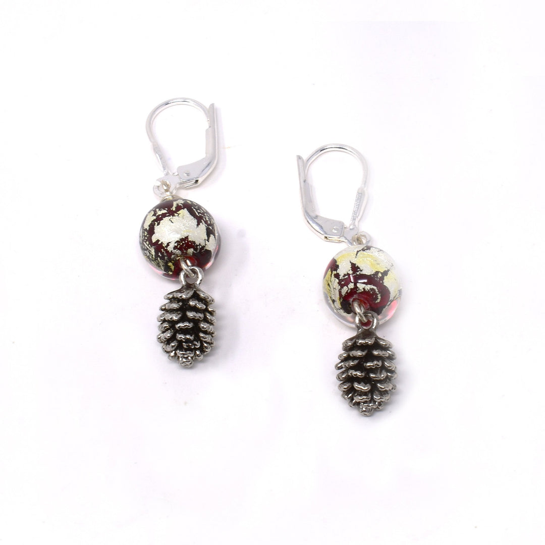 Silver pine cone earrings online