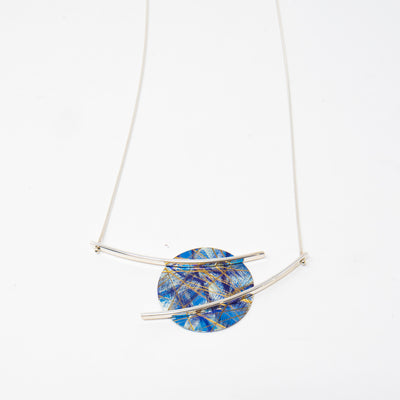 Turquoise Asymmetrical Round Titanium Necklace