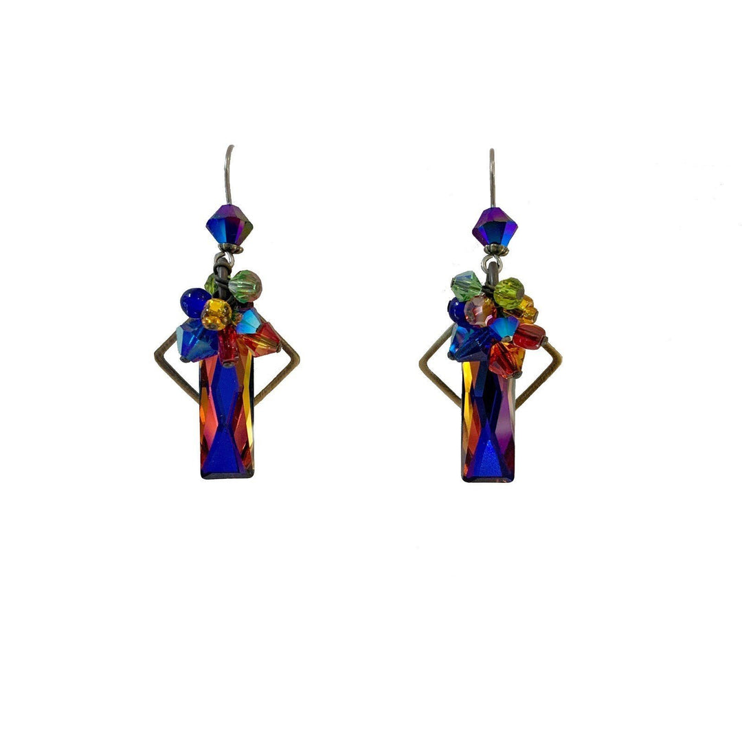 Galaxy Long Purple Baguette Earrings