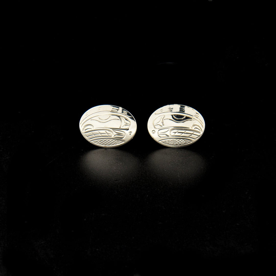 Canadian Indigenous, Hand Carved Sterling Silver Orca Cuff Links, First Nations Native Jewellery, Kwakwaka'wakw