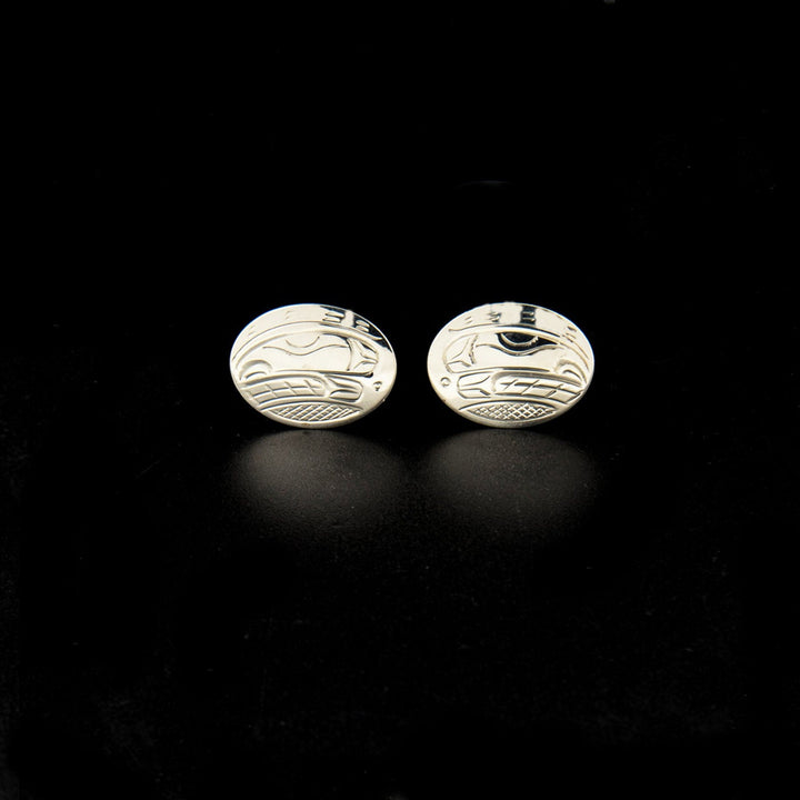 Canadian Indigenous, Hand Carved Sterling Silver Orca Cuff Links, First Nations Native Jewellery, Kwakwaka'wakw