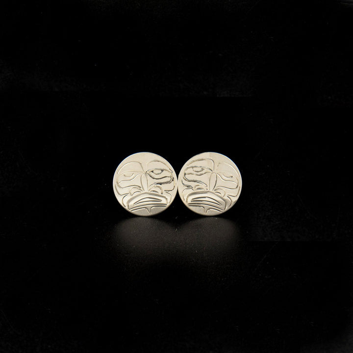 Canadian Indigenous, Hand Carved Sterling Silver Moon Cuff Links, First Nations Native Jewellery, Kwakwaka'wakw