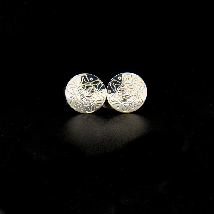 Canadian Indigenous, Hand Carved Sterling Silver Sun Cuff Links, First Nations Native Jewellery, Kwakwaka'wakw