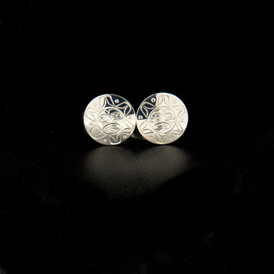 Canadian Indigenous, Hand Carved Sterling Silver Sun Cuff Links, First Nations Native Jewellery, Kwakwaka'wakw