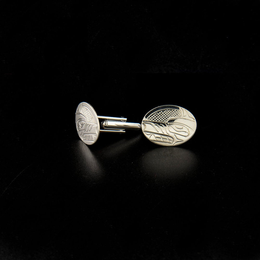 Canadian Indigenous, Hand Carved Sterling Silver Wolf Cuff Links, First Nations Native Jewellery, Kwakwaka'wakw