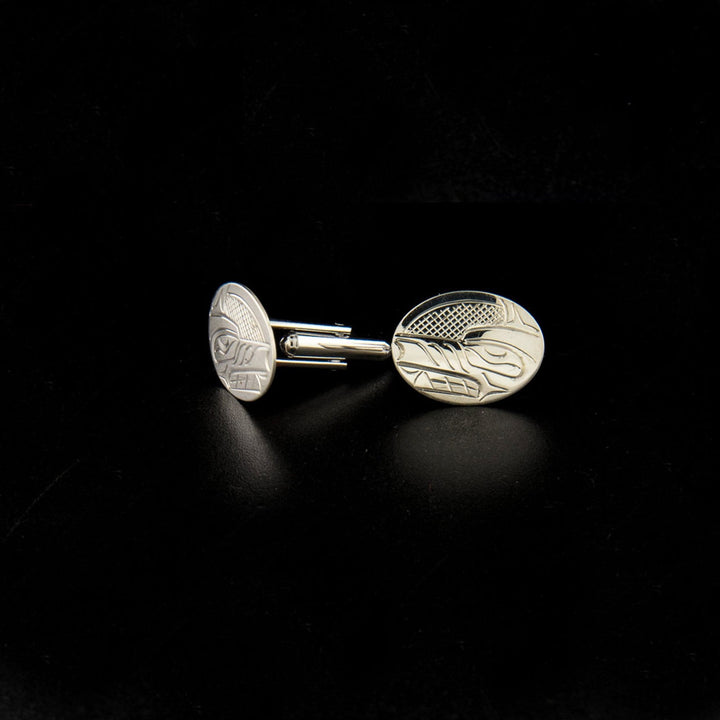 Canadian Indigenous, Hand Carved Sterling Silver Wolf Cuff Links, First Nations Native Jewellery, Kwakwaka'wakw