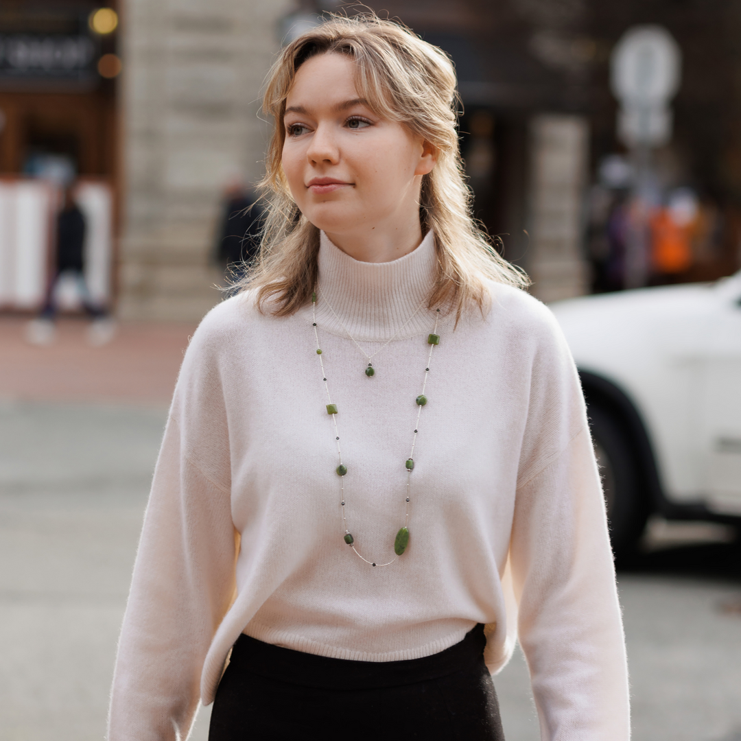 Long BC Jade and Crystal Necklace - Artina's Jewellery